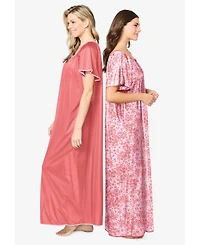 Only Neccessities Plus Necessities 2-Pack Long Silky Gown