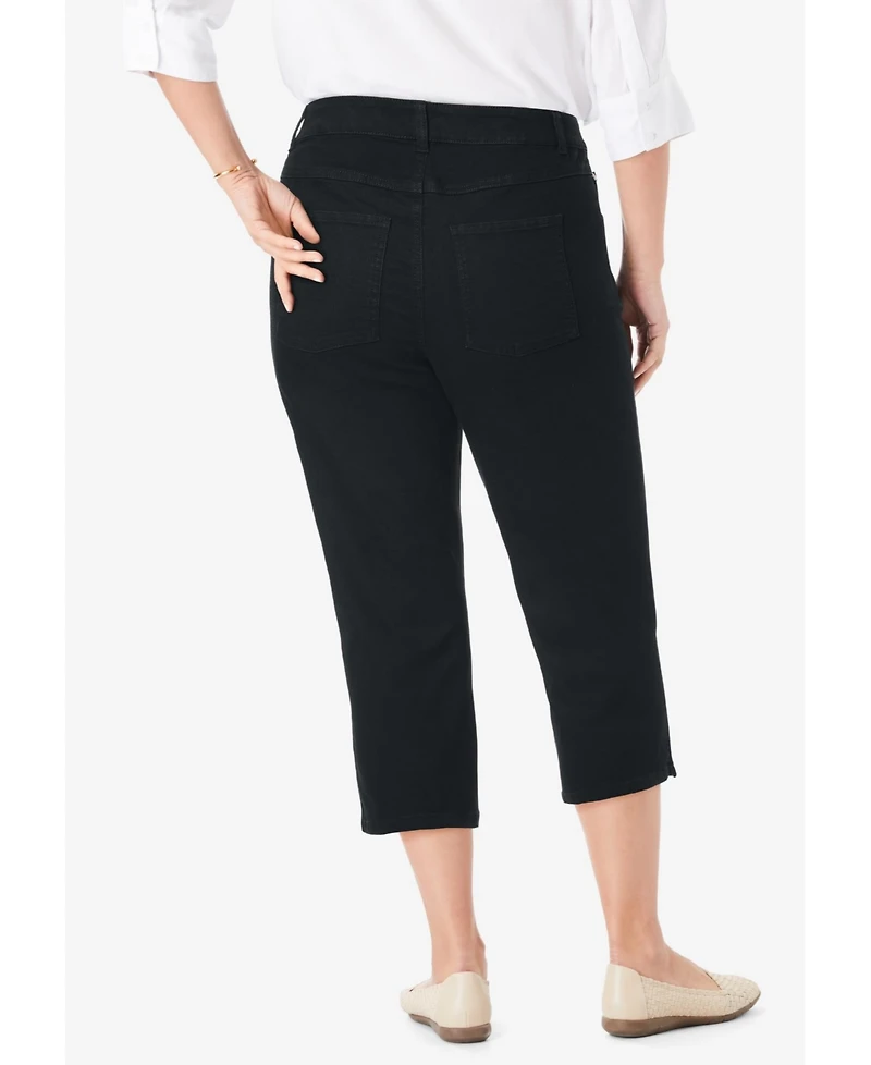 Woman Within Women's Stretch Denim Five-Pocket Capri Jeans