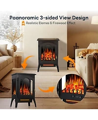 Cowsar Electric Fireplace Stove, Freestanding Electric Fireplace Heater with Adjustable Flame Brightness, Overheating Protection, 1000W/1500W, for Liv