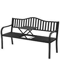 Gymax Park Yard Garden Bench Loveseat Outdoor Furniture w/ Foldable Center Table