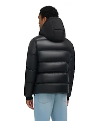 Pajar Men's Nuray Mixed Media Color Block Puffer with Fixed Hood