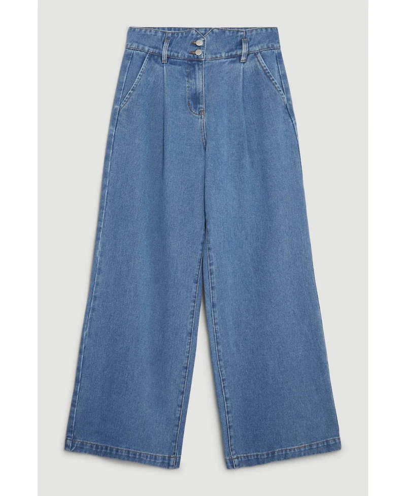 Karen Millen Petite Denim Wide Leg Pants