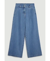 Karen Millen Petite Denim Wide Leg Pants