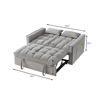 Modern Velvet Loveseat Sofa Bed with Storage & Pull-Out Bed, Compact Sleeper Couch Adjustable Recline-Maison Boucle