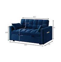 Modern Velvet Loveseat Sofa Bed with Storage & Pull-Out Bed, Compact Sleeper Couch Adjustable Recline-Maison Boucle