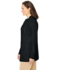Woman Within Plus Zip Front Shaker Cardigan