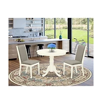 East West Furniture Dining Room Set Linen White