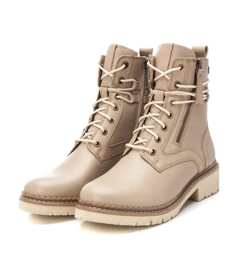 Xti Women's Leather Combat Booties Carmela Collection By