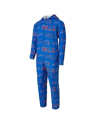 Concept Sport Men's Royal Buffalo Bills Shuffle All-Over-Print Microfleece Full-Zip Union Suit