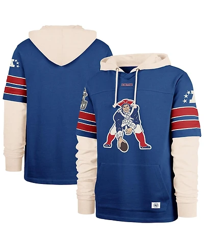 '47 Brand Men's Blue New England Patriots Throwback Split Zone Cornerback Duo Hoodie