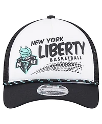 New Era Men's and Women's White/Black New York Liberty 9FORTY A-Frame Graphic Trucker Hat