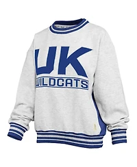Pressbox Women's Heather Gray/Royal Kentucky Wildcats Endzone Crewneck Sweatshirt