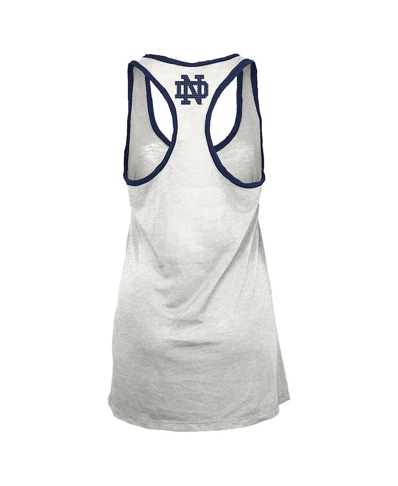 Pressbox Women's White/Navy Notre Dame Fighting Irish Tracy Racerback Burnout Tank Top