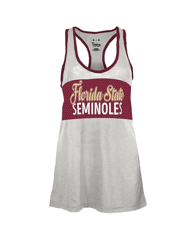 Pressbox Women's White/Garnet Florida State Seminoles Tracy Racerback Burnout Tank Top