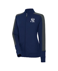 Antigua Women's Navy New York Yankees Strike Full-Zip Track Jacket