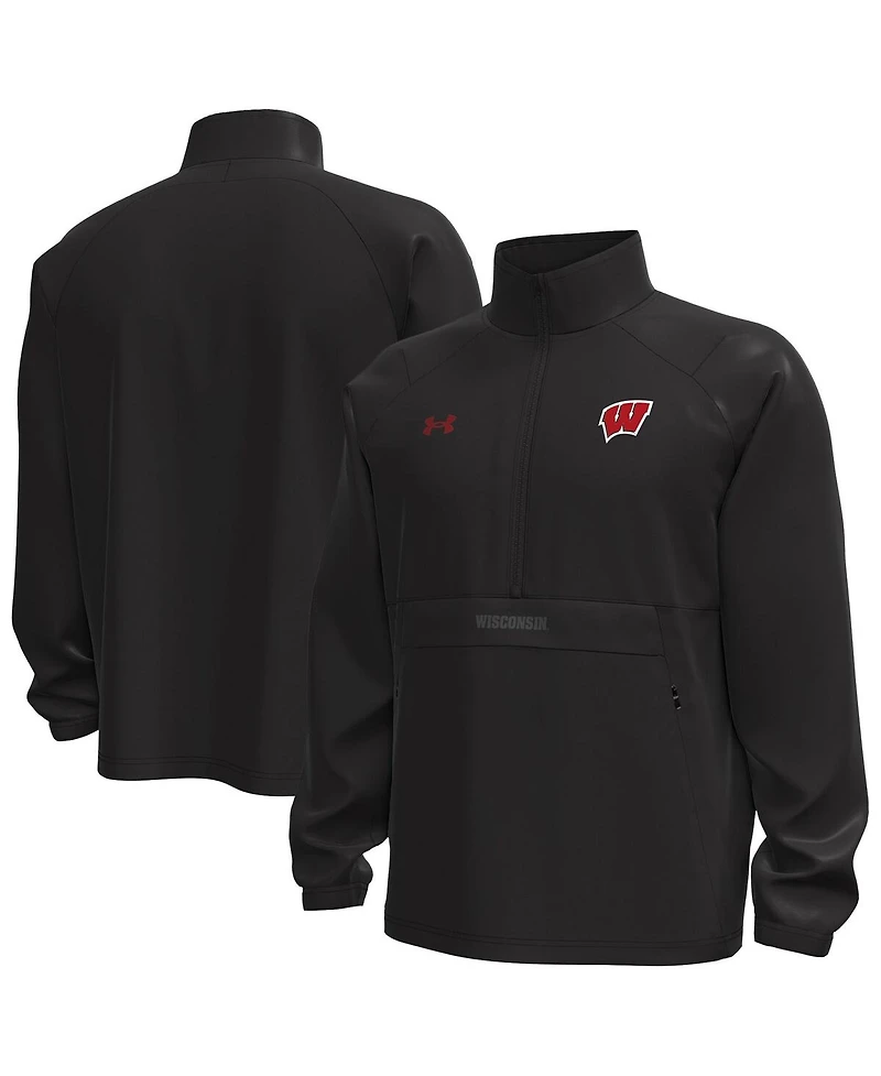 Under Armour Men's Black Wisconsin Badgers Unstoppable Woven Anorak Half-Zip Jacket