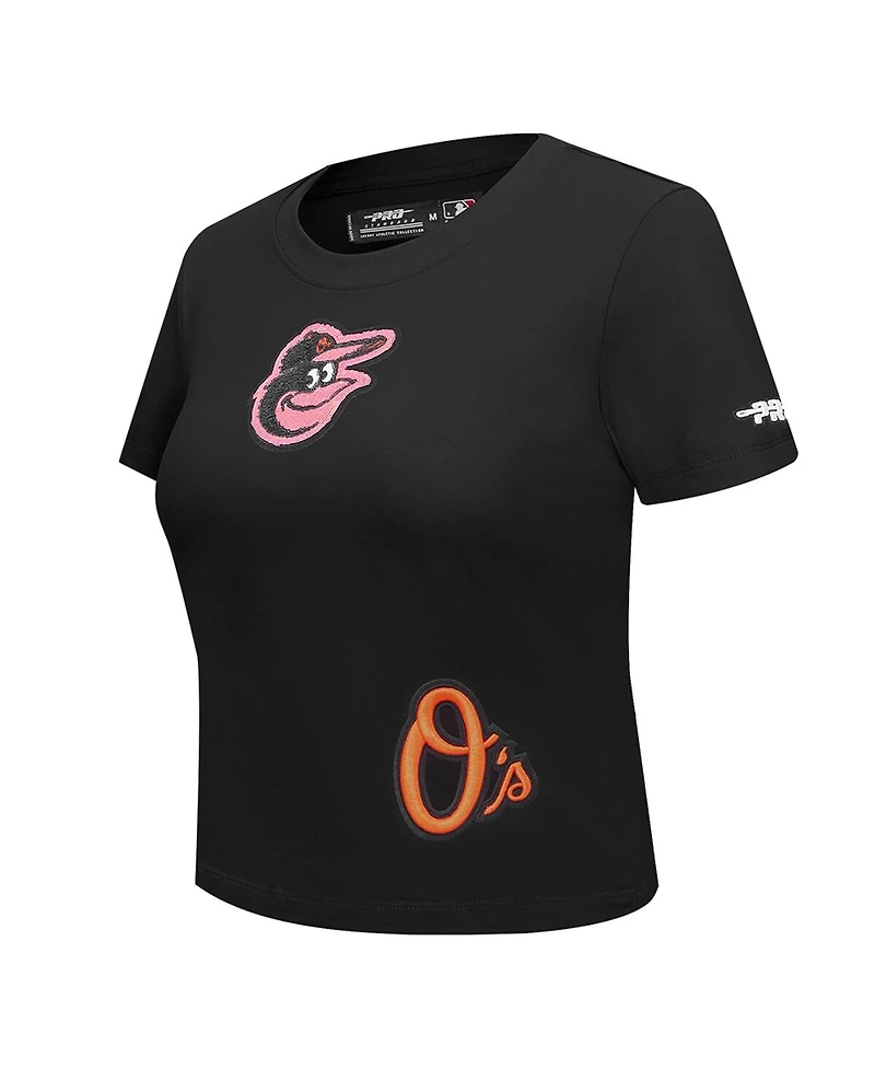 Pro Standard Women's Black Baltimore Orioles Game Day Classics Baby Doll Cropped T-Shirt