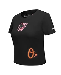 Pro Standard Women's Black Baltimore Orioles Game Day Classics Baby Doll Cropped T-Shirt