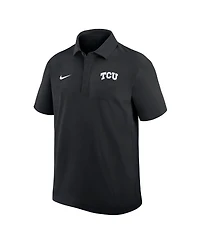 Nike Men's Black Tcu Horned Frogs Woven Dri-fit Polo Shirt