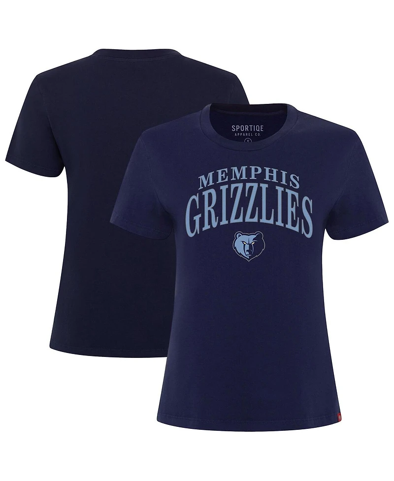 Sportiqe Women's Navy Memphis Grizzlies Arcadia Boxy T-Shirt