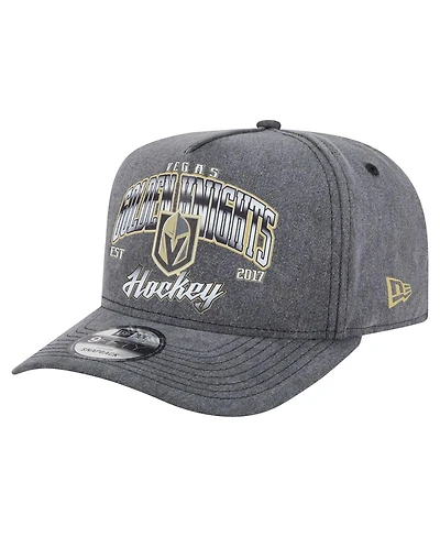 New Era Men's Charcoal Vegas Golden Knights Throwback Washed A-Frame Pre-Curved 9FIFTY Snapback Hat