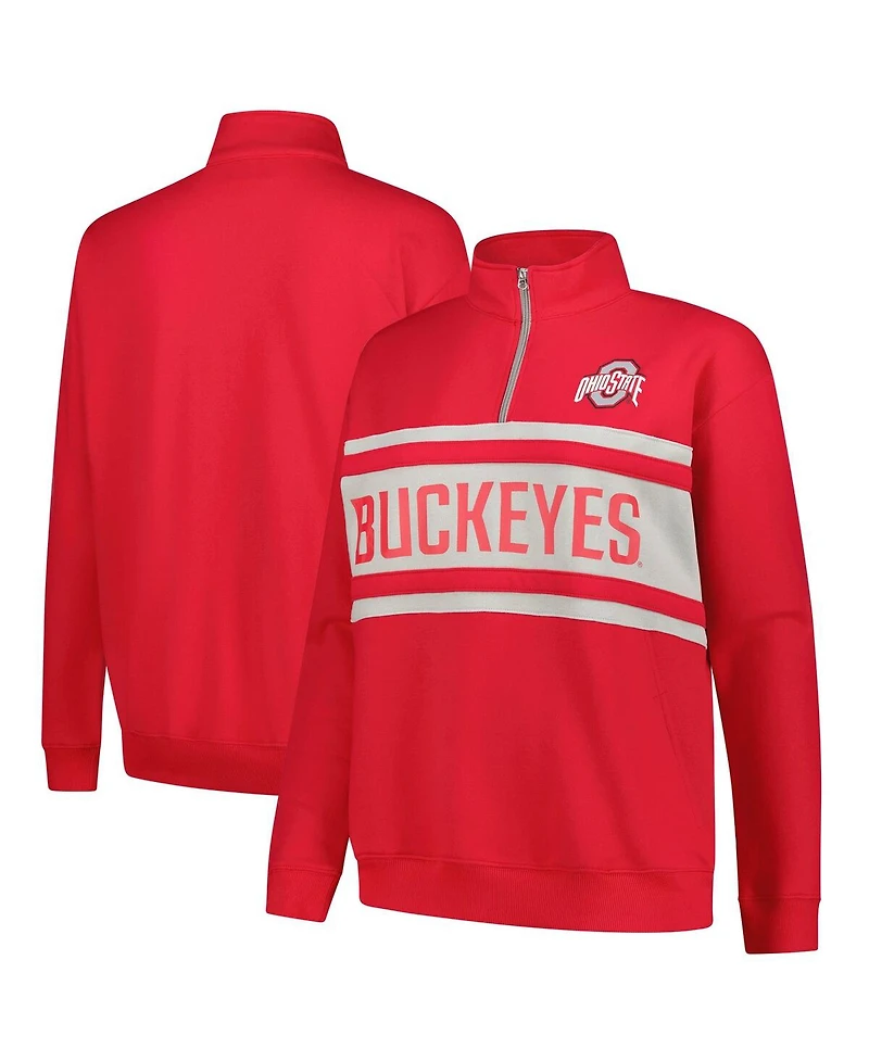 Fanatics Women's Scarlet/Gray Ohio State Buckeyes Plus Quarter-Zip Pullover