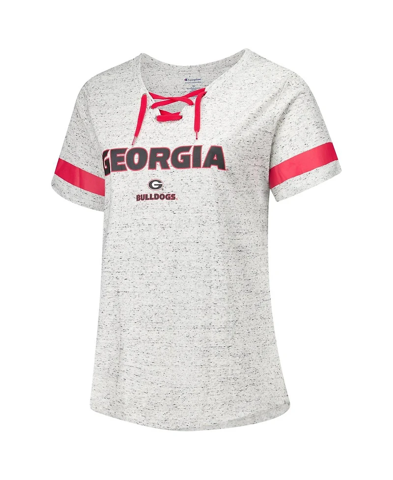 Fanatics Women's Heather Gray Georgia Bulldogs Plus Lace-Up V-Neck T-Shirt