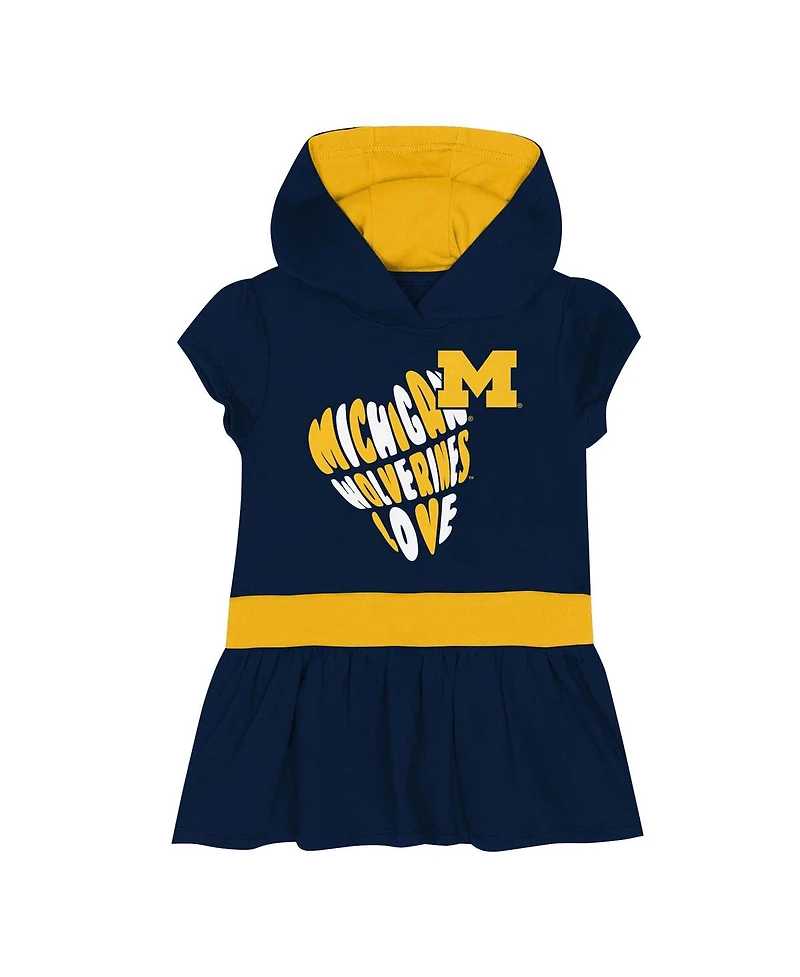 Outerstuff Girls Toddler Navy Michigan Wolverines Team Love French Terry Hoodie Dress