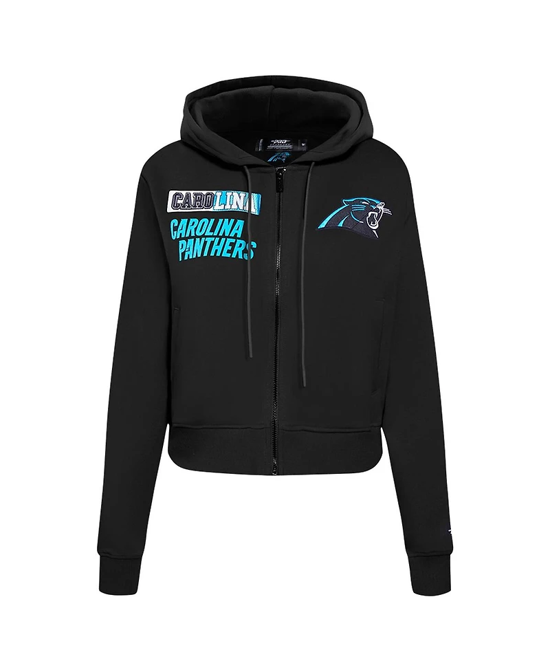 Pro Standard Women's Black Carolina Panthers Split Logo Full-Zip Hoodie