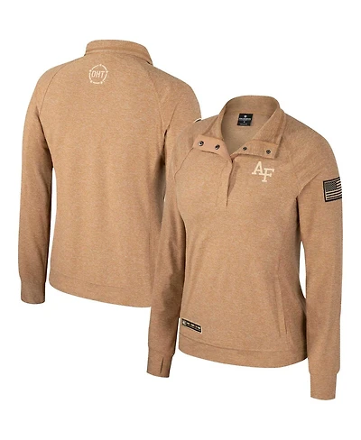 Colosseum Women's Tan Air Force Falcons Oht Military Appreciation Sand Tatum Quarter-Snap Raglan Jacket