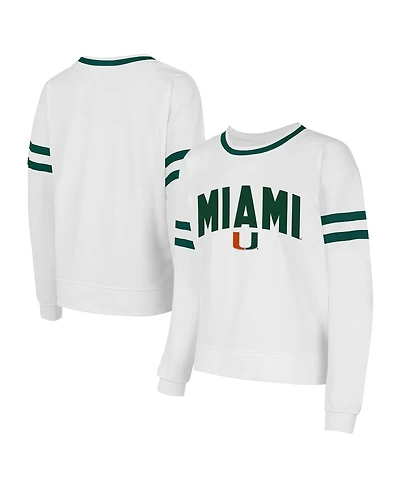 Concept Sport Women's White Miami Hurricanes Borough French Terry Arch Over Long Sleeve Top
