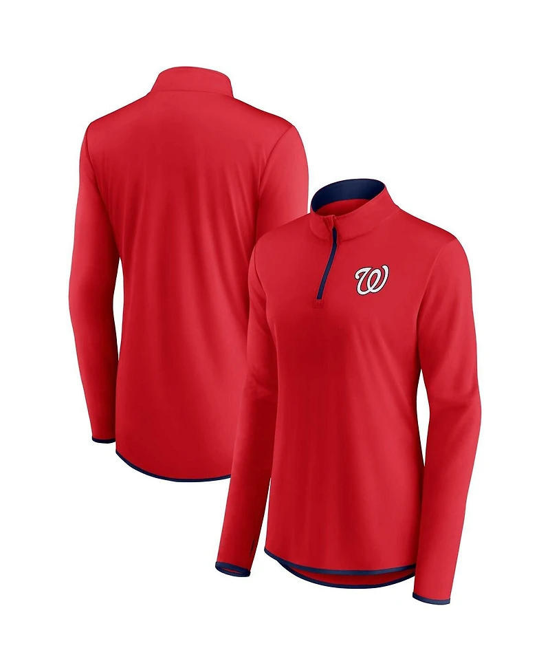 Fanatics Women's Red Washington Nationals Corner Quarter-Zip Sweatshirt