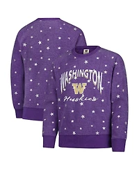 Wes & Willy Big Girls Purple Washington Huskies Shimmer Star Reverse Sweatshirt