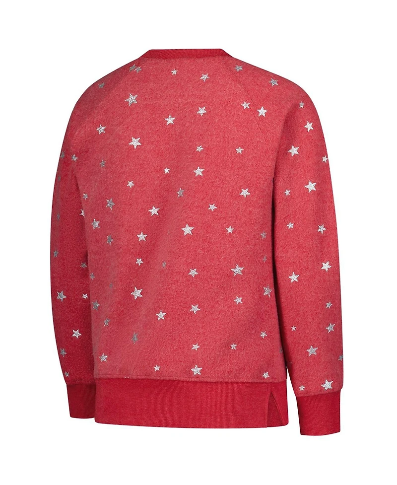 Wes & Willy Big Girls Scarlet Nebraska Huskers Shimmer Star Reverse Sweatshirt