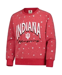 Wes & Willy Big Girls Crimson Indiana Hoosiers Shimmer Star Reverse Sweatshirt
