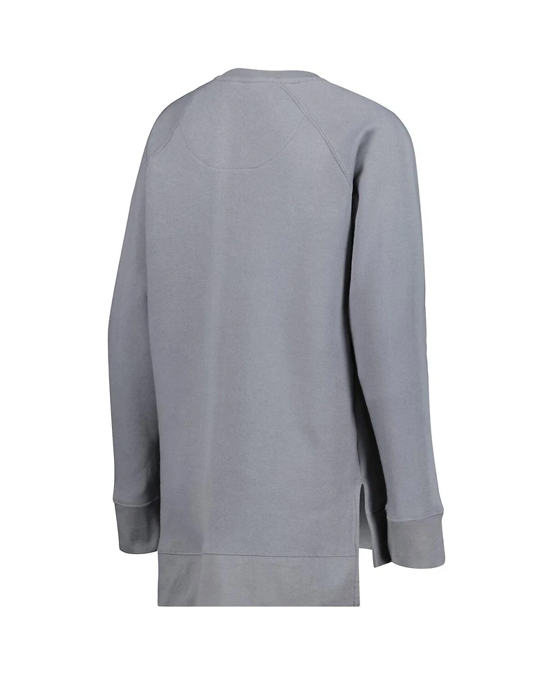 Pressbox Women's Gray Oregon Ducks Pinehurst Chenille Raglan Pullover Sweatshirt