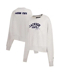 Pro Standard Women's Ash Jackson State Tigers Classic 3-Hit Pullover Sweatshirt