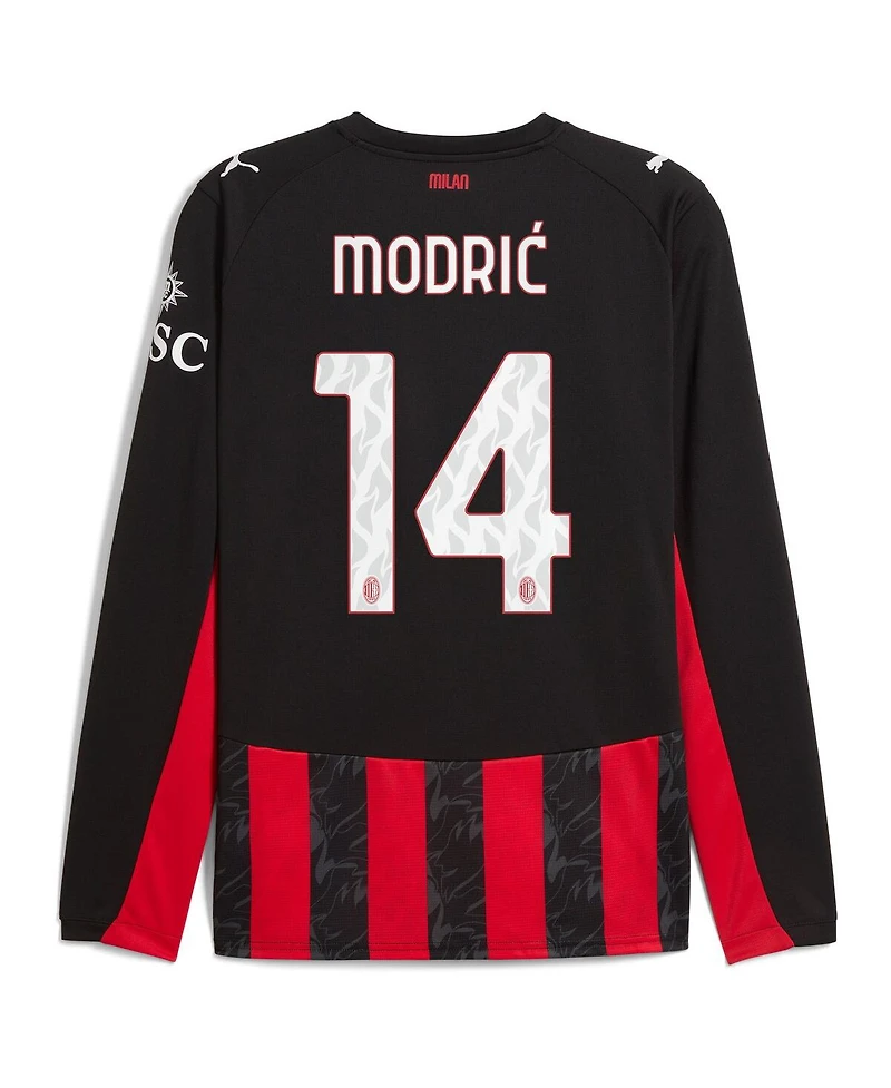 Puma Men's Luka Modric Red Ac Milan 2025/26 Home Replica Long Sleeve Jersey