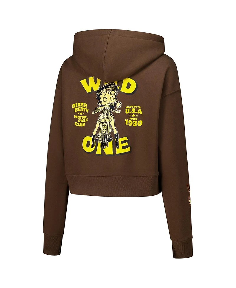 Freeze Max Women's Brown Betty Boop Cropped Pullover Hoodie