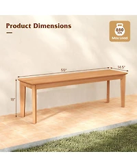 Gymax 55'' Teak Wood Bench 3-Person Backless Seating w/ 880 Lbs Weight Capacity
