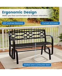 Gymax 2-Person Glider Bench w/ Metal Frame Armrests Geometric Backrest Outdoor