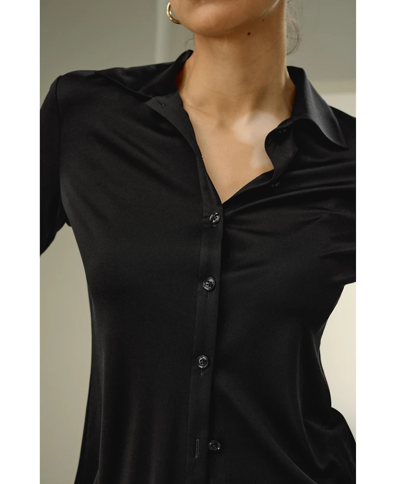 Lilysilk Basic Slim Silk Jersey Shirt