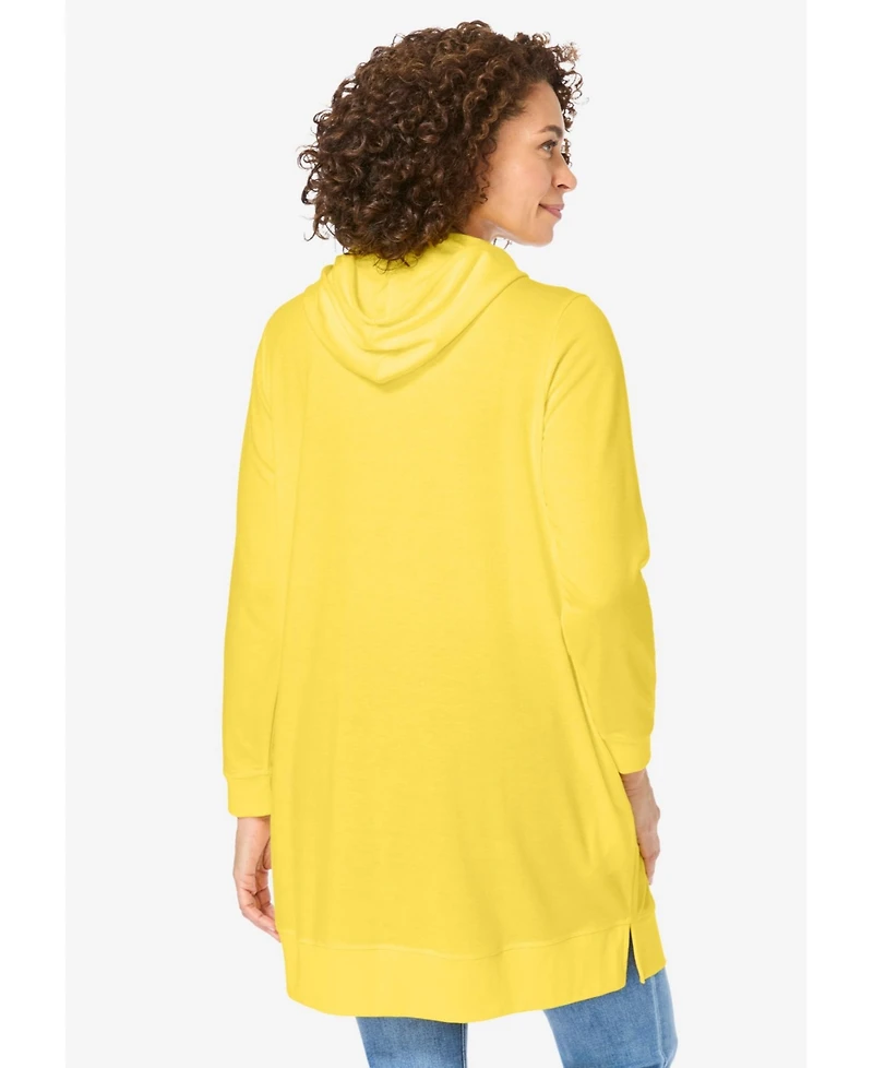 Woman Within Women's Plus Longer-Length Hoodie Sweatshirt.