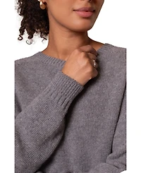 Celtic & Co. Women's Boxy Saddle Shoulder Crew Neck Sweater