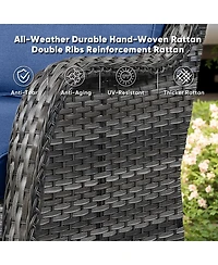 Gymojoy ArcLine 2-Person Wicker Rocking Bench Outdoor Glider Patio Rattan Loveseat with Olefin Cushions