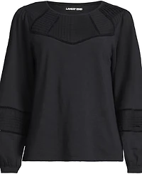 Lands' End Women's Long Sleeve Slub Pintuck Top