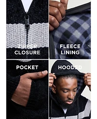 Cultura Men's Full Zip Hooded Sweater With Stripes And Flannel Lining
