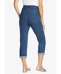 Woman Within Plus Tall Womens Plus-Size Stretch Denim Five-Pocket Girlfriend Jeans