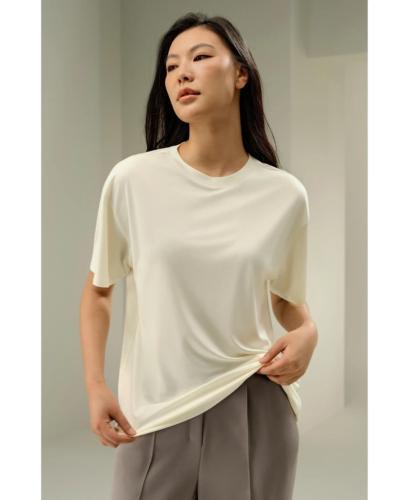 Lilysilk Women's Oversized Silk Jersey Tee
