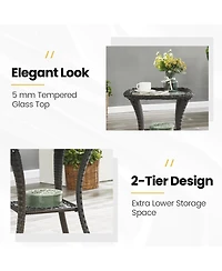 Gymojoy LunaCurve Wicker 3-Piece Outdoor Swivel Glider Set Conversation with 5 in. Thick Cushions